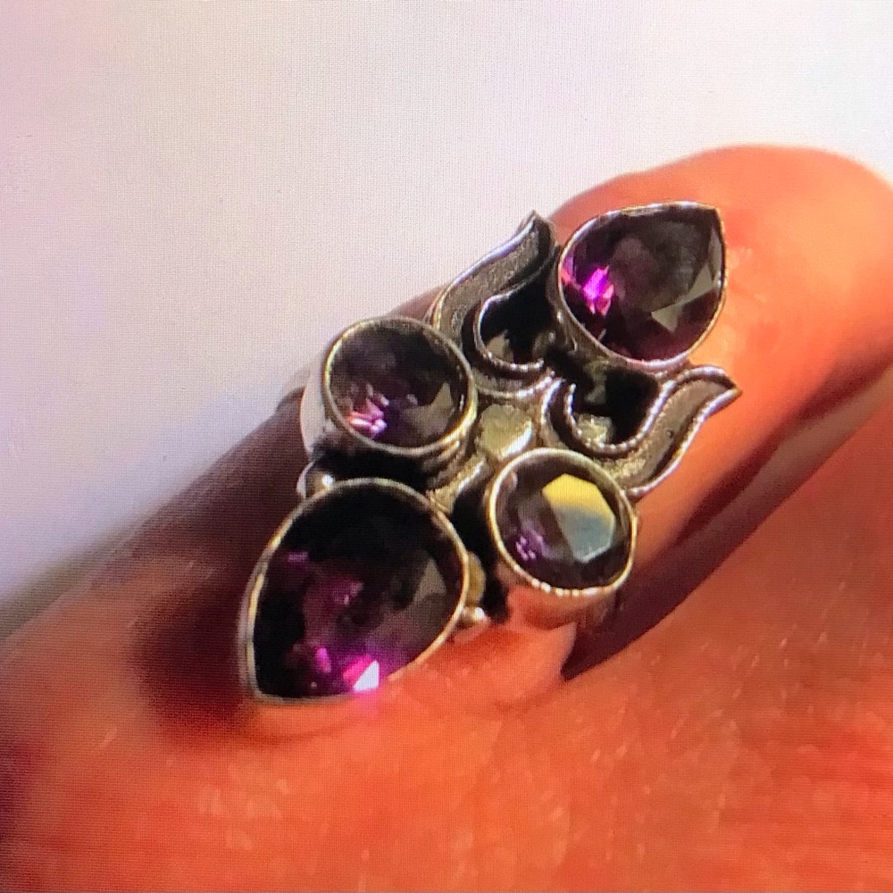 Amethyst Stamped 925 Sterling Silver Ring